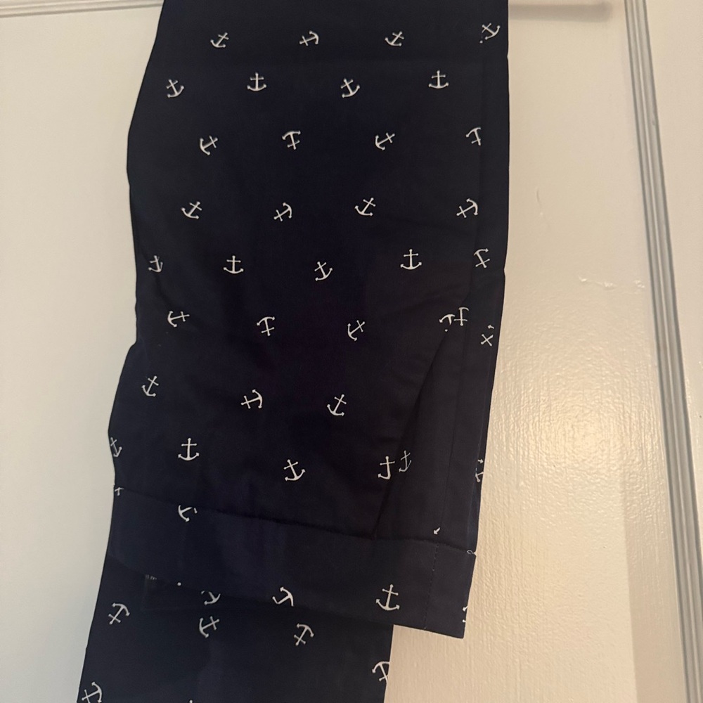 Willi Smith Navy and White Anchor Print Pants